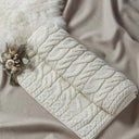 D50732 NATURAL WHITE Colour Supersoft Merino Chunky Cable Knit Throw Closeup View Gaelsong
