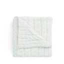 D50732 NATURAL WHITE Colour Supersoft Merino Chunky Cable Knit Throw Closeup View Gaelsong
