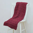 D50732 JAM RED Colour Supersoft Merino Chunky Cable Knit Throw Gaelsong

