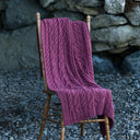 D50732 JAM RED Colour Supersoft Merino Chunky Cable Knit Throw Gaelsong