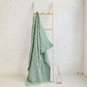 D50732 SEAFOAM GREEN Colour Supersoft Merino Chunky Cable Knit Throw Gaelsong