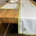 D50736TABLERUNNER72INCH Embroidered Irish Shamrock Tablecloth Collection On the Table Gaelsong
