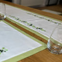 D50736 PLACEMATS and Table Runner Embroidered Irish Shamrock Tablecloth Collection On the Table Gaelsong