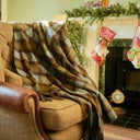 Scottish Tartan Lambswool Blanket Chesnut Blue Gaelsong