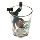 Irish Shot Glass with Funny Leprechaun Figurine Middle Gaelsong