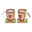 Book of Kells Mug & Coaster with Scottish Lion Rampant 2 Mugs and Coasters Gaelsong