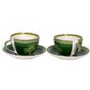 Shamrock Themed China Tea Cup Collection Set of 2 Mugs Gaelsong