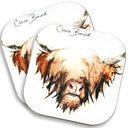 D68614 Highland Cow Coaster Set of 2 Gaelsong
