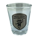 Irish Shot Glass with Pewter Ireland Emblem LUCKY LEPRECHAUN Gaelsong