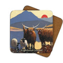 D68711 HIGHLAND SUNSET Cork Base Sheep Irish Coaster Gaelsong
