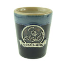 D68713THISTLEBLU Stoneware Scottish Emblems Solo Shot Cup Gaelsong
