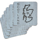 D68722 Engraved Wooden Scotland Map Coaster Set Gaelsong