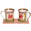 D68738 Colorful Welsh Coaster & Porcelain Mug Set 2 Mugs and Coasters Gaelsong

