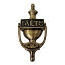 D91223ANTIQUEBRASS Failte Solid Brass Door Knocker  Gaelsong
