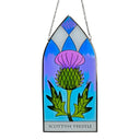 D91321 Vintage Style Thistle Stained Glass Window Panel Front View Gaelsong