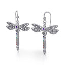J13749S Silver Dragonfly Earrings with Chakra Gemstone Gaelsong
