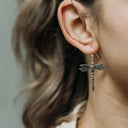 J13749S Silver Dragonfly Earrings with Chakra Gemstone Gaelsong
