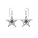 J13754S Gemstone Celtic Star Earrings Green Gaelsong
