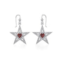 J13754S Gemstone Celtic Star Earrings Red Gaelsong
