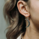 J13755S Marcasite Crescent Moon Earrings Gaelsong
