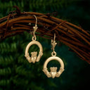 14K Infinity Claddagh Drop Earrings Lifestyle Front View Gaelong