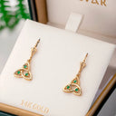 14K Emerald Trinity Knot Drop Earrings Gaelsong