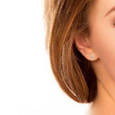 14K Trinity Stud Earrings in 3 Tone Gold Lifestyle Gaelsong