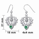 J13796 Thistle Drop Earrings with Heart Gemstone Green Gaelsong
