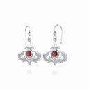 J13798 A Wee Flower of Scotland Earrings with Gemstone Red Color Gaelsong
