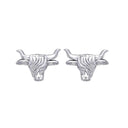 Highland Cow Post Earrings in Silver Front View Gaelsong