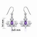 J13805 Thistle Designed Drop Earrings with Gemstone Purple Gaelsong