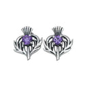 Thistle Flower Stud Earrings with Amethyst Gaelsong
