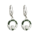 Irish Claddagh Silver Stud Earrings with Stone Gaelsong
