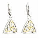 Gold Plated Triquetra Celtic Drop Earrings Gaelsong