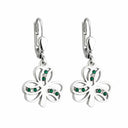 Irish Shamrock Drop Earrings with Crystals Gaelsong