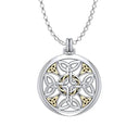 J24359S Divine Circular Celtic Knot Pendant with Gold Accents Gaelsong
