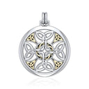 J24359S Divine Circular Celtic Knot Pendant with Gold Accents Without Chain Gaelsong
