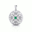 J24390 Silver Emerald Celtic Knot Pendant Gaelsong 
