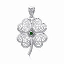 Lucky Four Leaf Clover Celtic Pendant Front View Gaelsong
