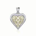 Golden Celtic Heart Pendant Front View Gaelsong
