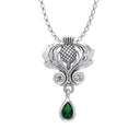 Highland Thistle Pendant with Emerald Glass Gaelsong
