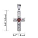 Miracle Celtic Cross Pendant with Heart Gem Red Studio Gaelsong