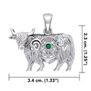 
J24439GG Highland Cow Thistle Pendant with Gemstone Measures Gaelsong
