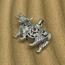 J24439GG Highland Cow Thistle Pendant with Gemstone Red Gaelsong
