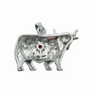 J24439GG Highland Cow Thistle Pendant with Gemstone Red Back View Gaelsong
