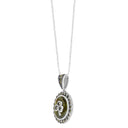 Marcasite Shamrock Connemara Marble Necklace Side View Gaelsong