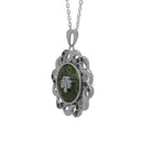 Interlaced Marcasite Shamrock Connemara Marble Pendant Side View Gaelsong
