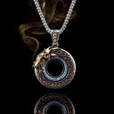 Round Celtic Weave Dragon Pendant Front View Gaelsong