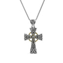Silver and 10K Gold High Celtic Cross Pendant