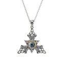 Silver and 10K Gold Blue Topaz Snowflake Pendant Gaelsong